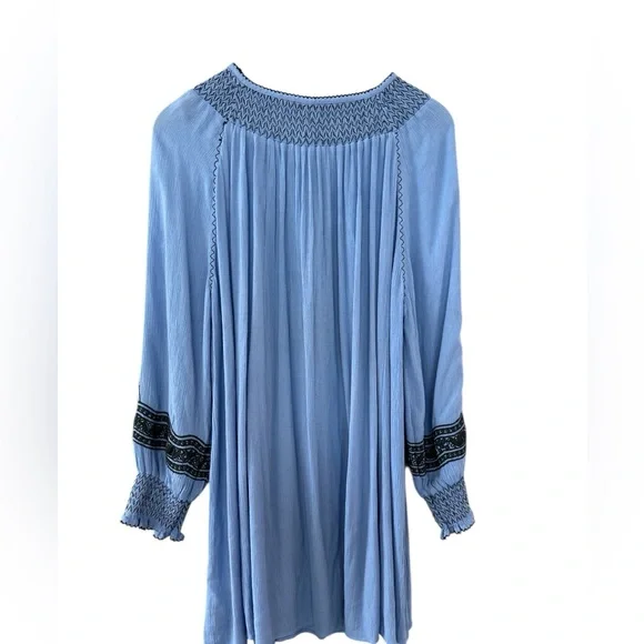 Free People Wind Willow Embroidered V-Neck Mini Dress in Blue - Picture 7 of 10